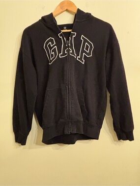 GAP Black Full-Zip Hoodie with White Logo Kids Boys Size XXL 14-16